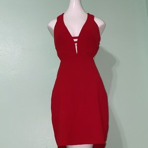 Aakaa red cutout open back bodycon mini dress - size M club Vegas/Miami style